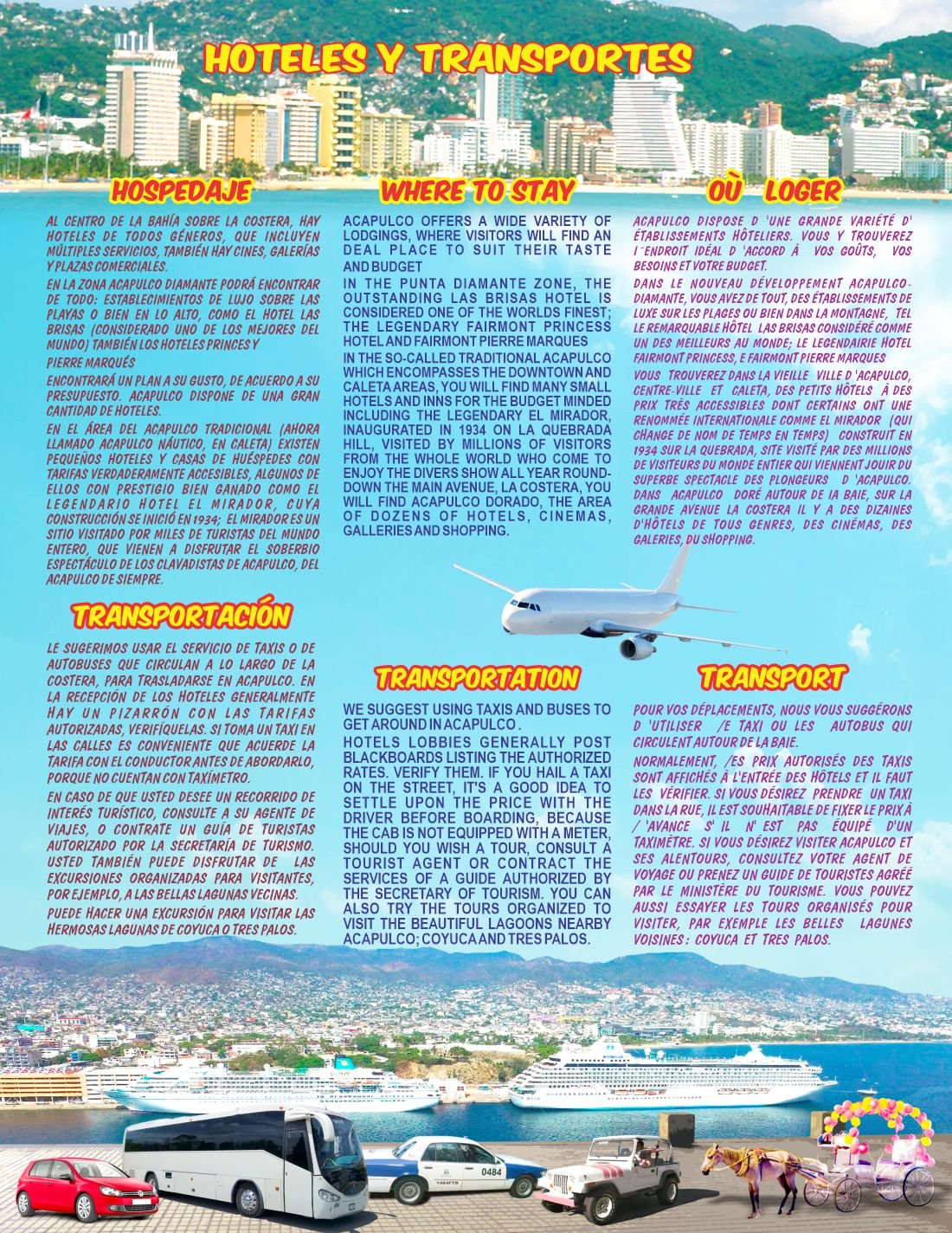 Página impresa: Hoteles y transportes