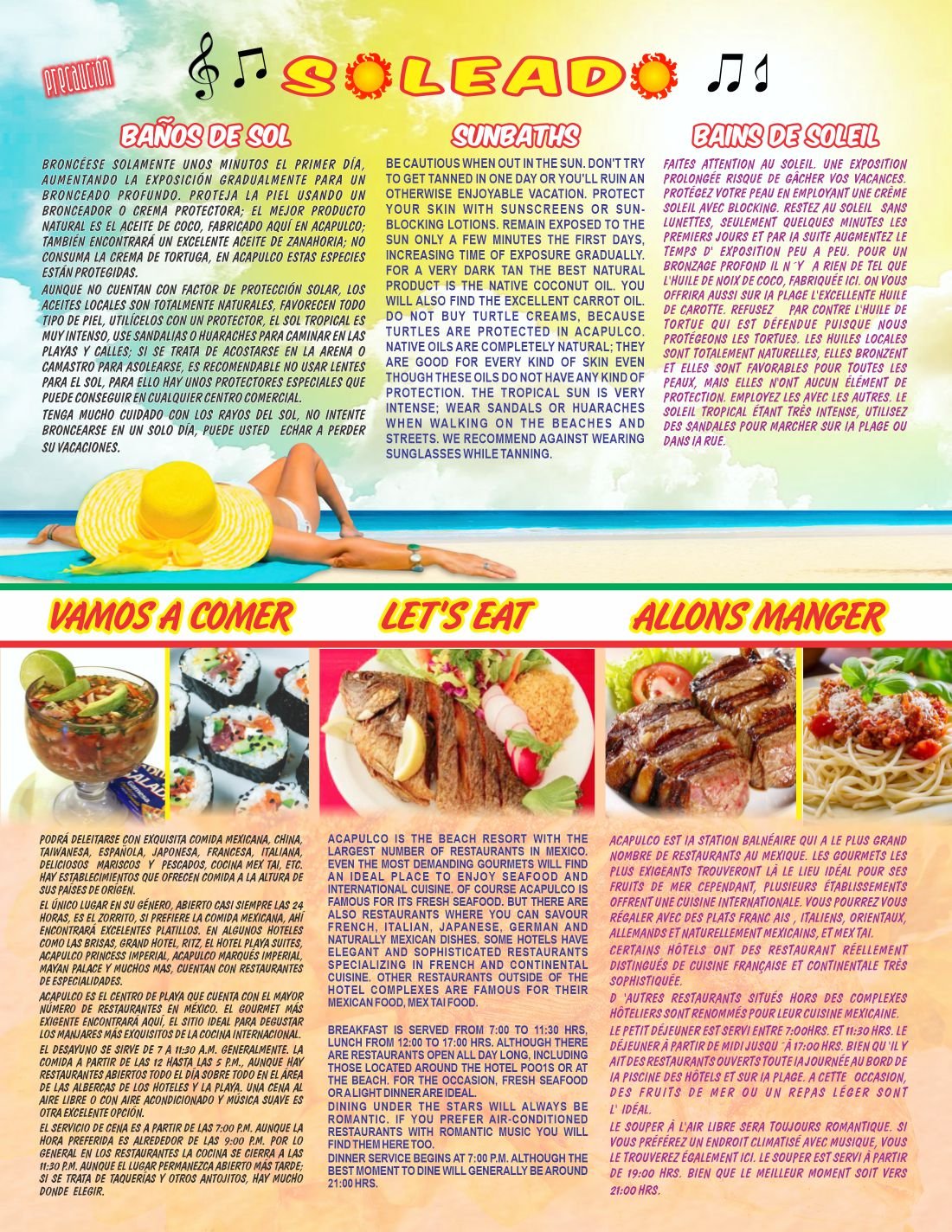 Página impresa: Soleado y vamos a comer